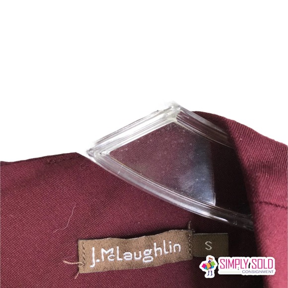 J. Mclaughlin Women A-Line Midi Dress Long Sleeve V-Neck Burgundy Bow Stretch S - Picture 8 of 10